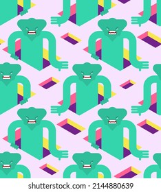 Monster crawls out pattern seamless. monstrosity background