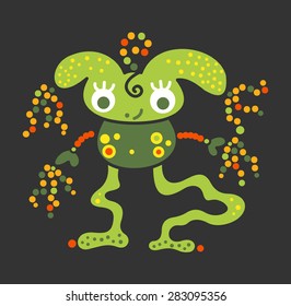 Monster creature essence bacteria virus UFO alien relaxed with big eyes
