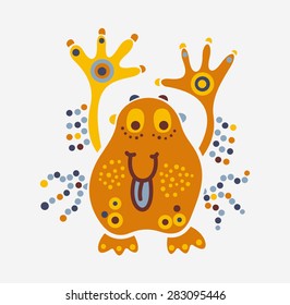 Monster creature essence bacteria virus cheerful little fat man