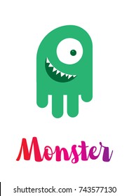 Monster. Creature vector flat design.