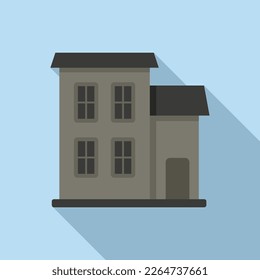 Monster creepy house icon flat vector. Scary night. Fear mansion