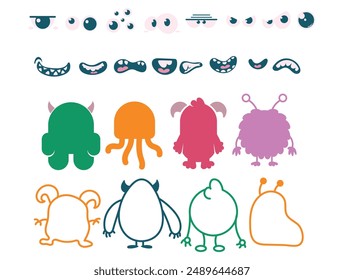 Monster custom set vector design, custom monster your own