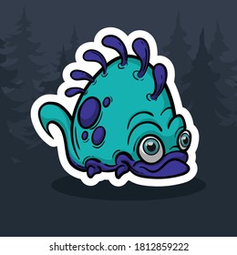 Monster cute blue forest illustration, You can use to sticker, logo, t-shirt design etc