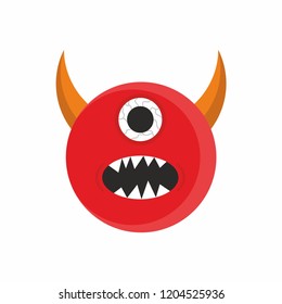 Monster cute cartoon face in flat syle vector