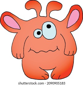  Monster. Cute cartoon scary funny character. Flat vector illustration.