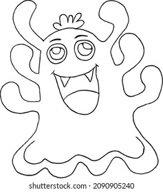  Monster. Cute cartoon scary funny character. Flat vector illustration.