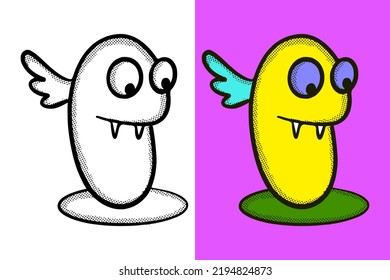  Monster cute hand drawn cartoon vintage style free vector