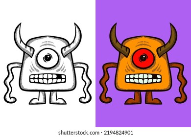  Monster cute hand drawn cartoon vintage style free vector