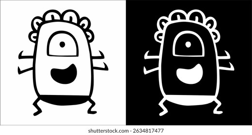 Monster cute hand drawn cartoon vintage style vector