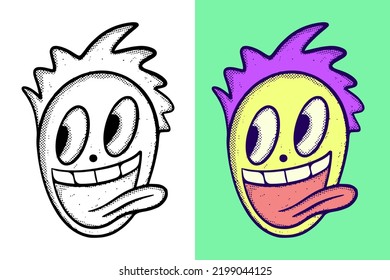 Monster cute Illustration hand drawn cartoon vintage style vector