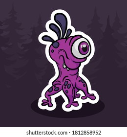 Monster cute purple forest illustration, You can use to sticker, logo, t-shirt design etc