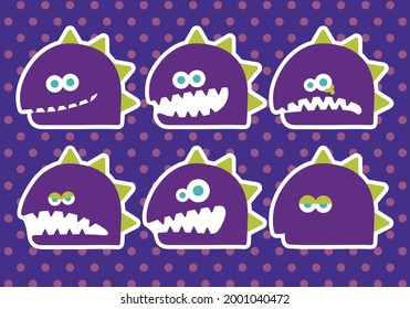 Monster D Facial Expression Set-Rimed