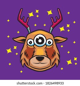 monster deer cartoon vector illustration