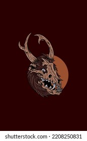 Monster deer head vector illustration
