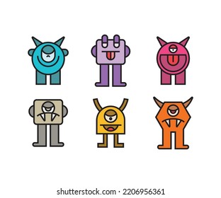 monster and demon characters set illustration
