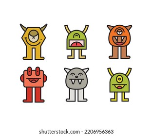 monster and demon characters set illustration
