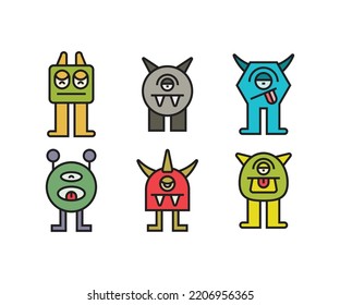 monster and demon characters set illustration