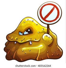 Monster with deny sign in vector on white background isolated