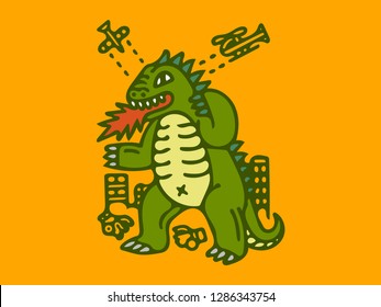 monster destroys the city