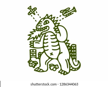 monster destroys the city
