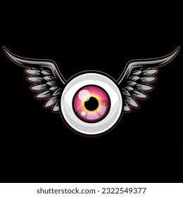 Monster devil character one eye with wings