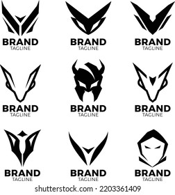 Monster Devil Demon Phantom Viking Ninja Dragon Predator Logo, Flat Simple Minimal Logo, Flat Shape Logo