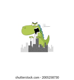 Monster Dino Emoticon Vector Illustration