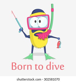 monster diver. vector character design