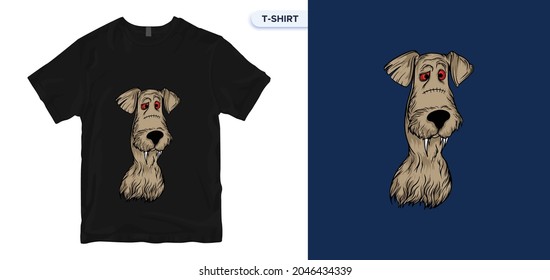 Monster Dogs_1 T-Shirt Design. Vector print. Funny Vector Monster Dogs monochrome label poster or t-shirt print design. Global swatches.