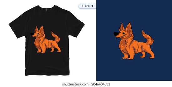 Monster Dogs_6 T-Shirt Design. Vector print. Funny Vector Monster Dogs monochrome label poster or t-shirt print design. Global swatches.