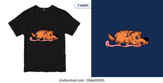 Monster Dogs_9 T-Shirt Design. Impresión vectorial. Gracioso Vector Monster Dogs monocromo diseño de impresión de afiche o camiseta. Swatches globales.
