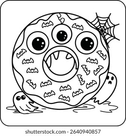 Monster Donut Halloween Coloring Page