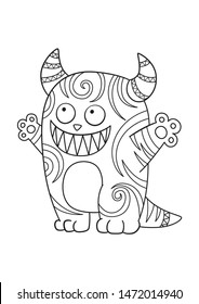 Monster Doodle Antistress  Coloring Book Page