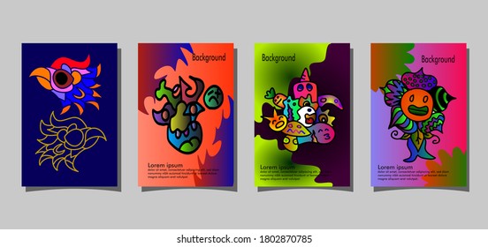 monster doodle background colorful templates. eps 10