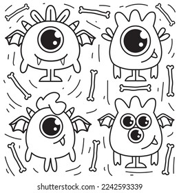 Monster doodle cartoon design illustration