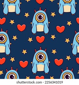 Monster doodle cartoon illustration pattern design
