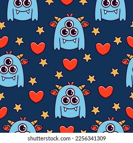 Monster doodle cartoon illustration pattern design