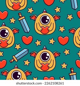 Monster doodle cartoon illustration pattern design