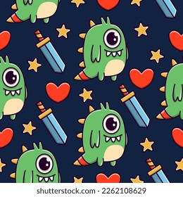 Monster doodle cartoon illustration pattern design