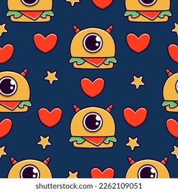 Monster doodle cartoon illustration pattern design