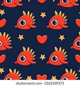Monster doodle cartoon illustration pattern design