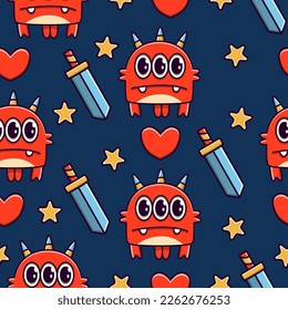 Monster doodle cartoon illustration pattern design