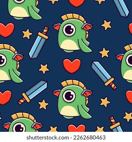 Monster doodle cartoon illustration pattern design