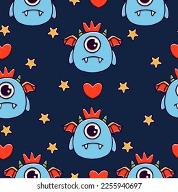 Monster doodle cartoon pattern illustration design