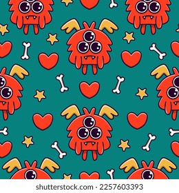 Monster doodle cartoon pattern illustration design