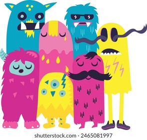 Ilustración de garabato monstruo con diseño de Vector
