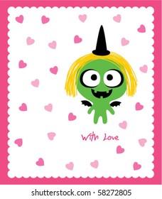 monster doodle love greeting