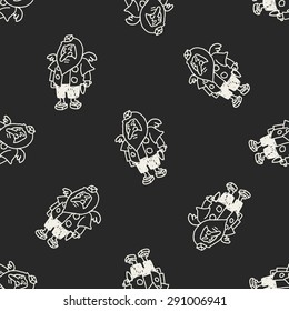 monster doodle seamless pattern background