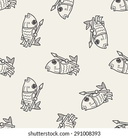 monster doodle seamless pattern background
