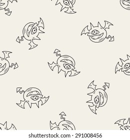monster doodle seamless pattern background
